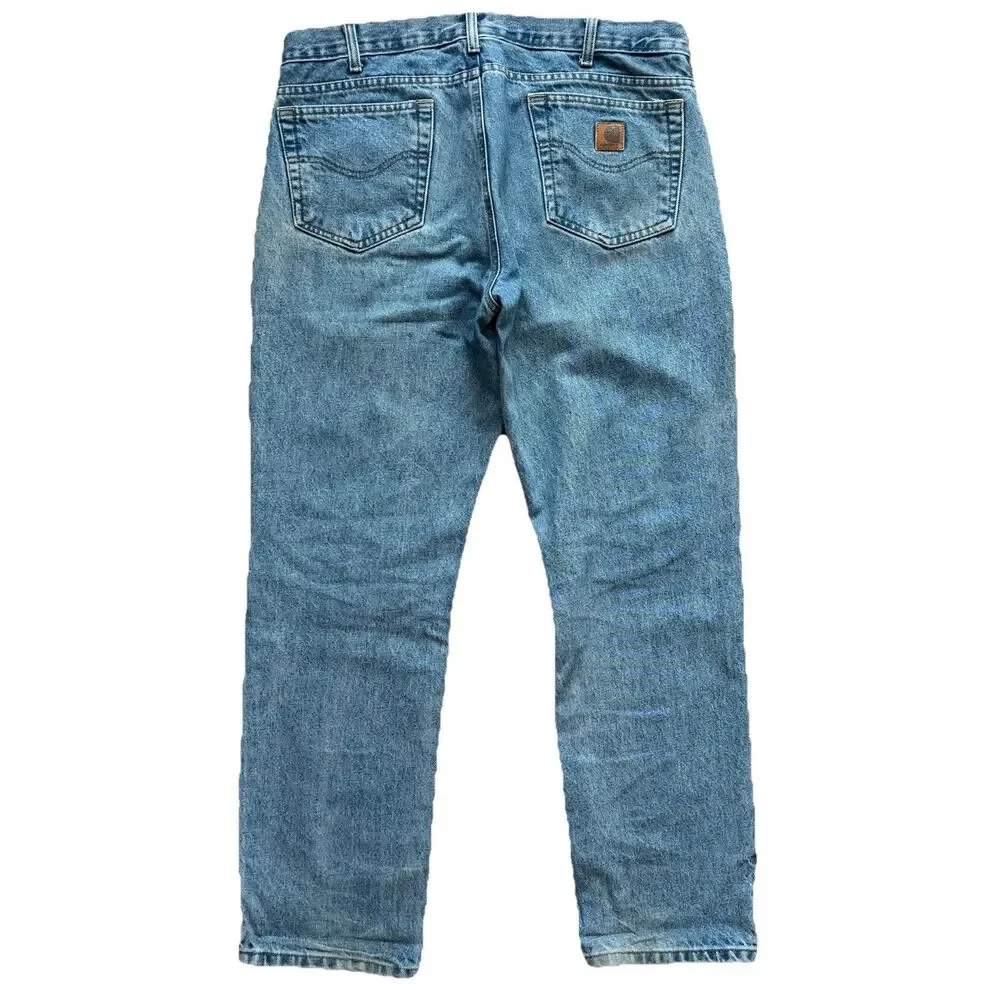 Vintage Carhartt B18 STW Jeans 35x30 Traditional Fit Blue Denim Workwear